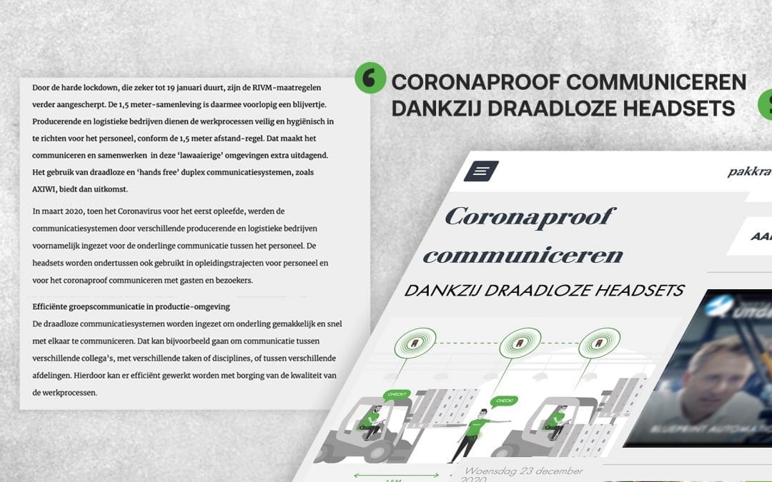 Artikel in Vaktijdschrift Pakkracht: Coronaproof communiceren dankzij draadloze headsets